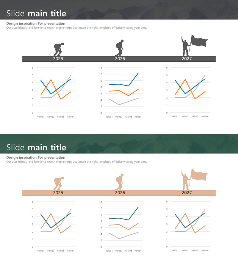 등산 실루엣 꺾은선 그래프 – 시장 분석과 성과