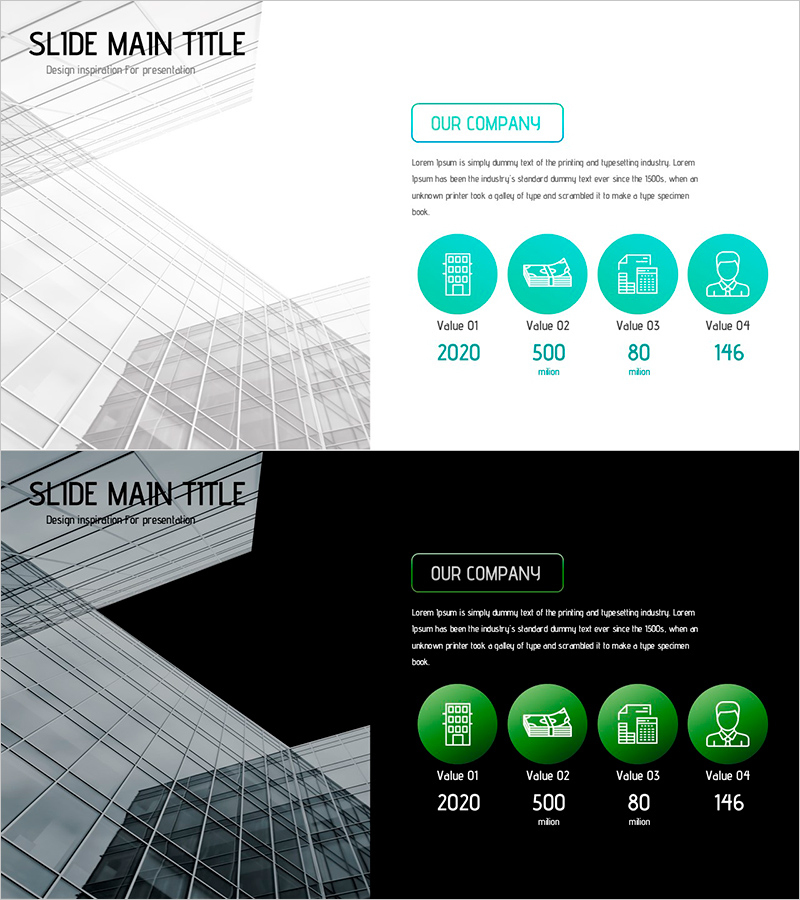 그린 회사개요 – 주요 성과를 시각화한 슬라이드
