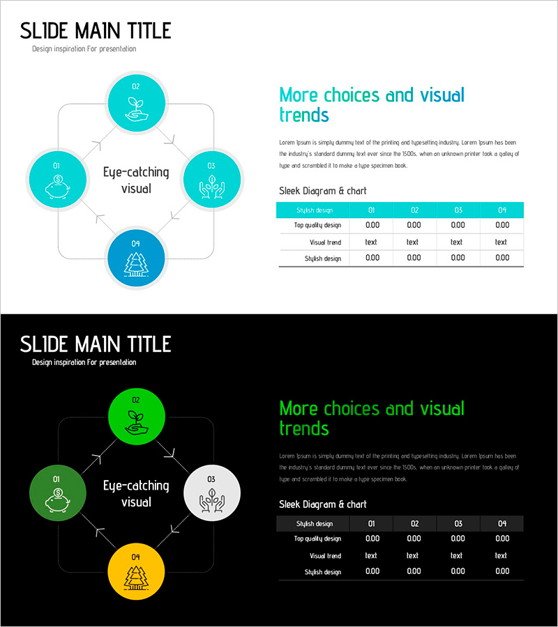 비주얼 트렌드를 강조한 사회 공헌 시스템 슬라이드