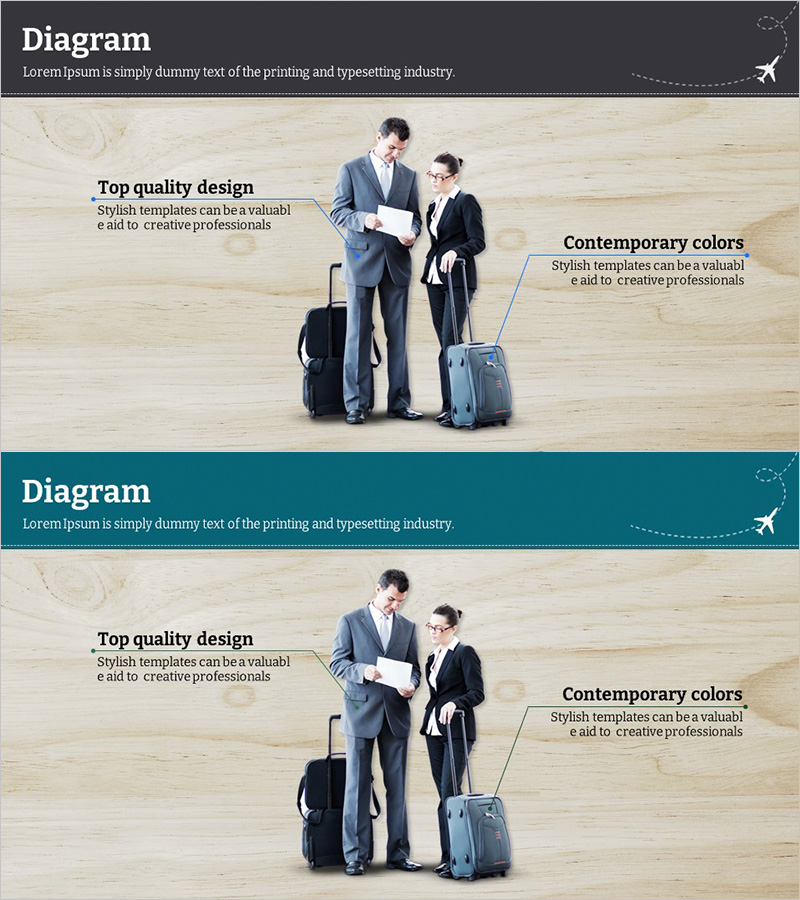 직원 소개 슬라이드 - 블루 그린 테마