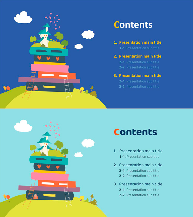 미니멀한 디자인의 콘텐츠 슬라이드 템플릿