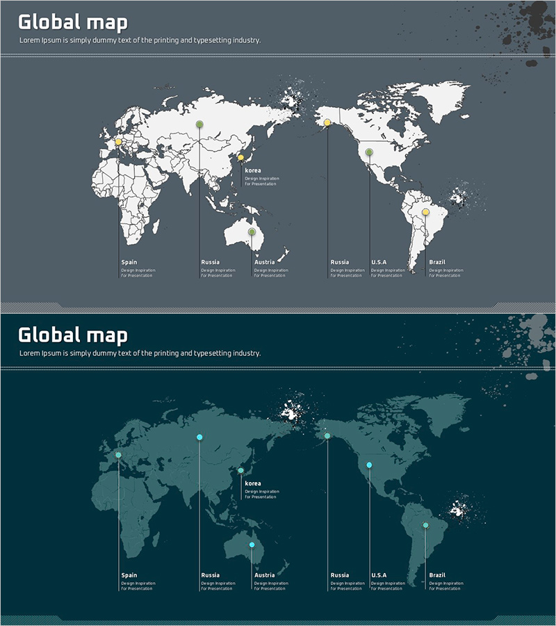 Grey-Green Global Map Slide – Global Network Connection