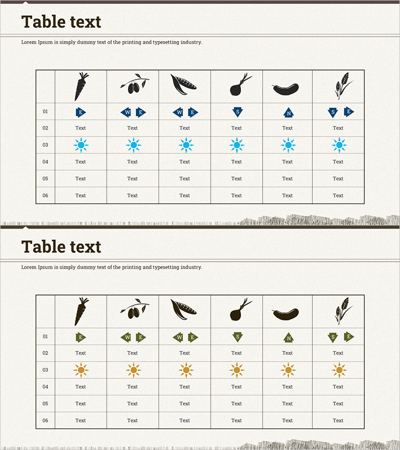 농수산물 아이콘 텍스트 테이블