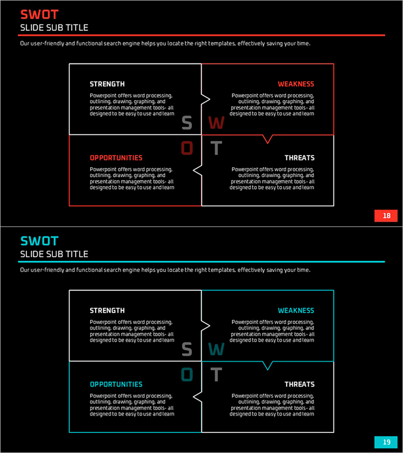레드 스카이 SWOT 분석 슬라이드