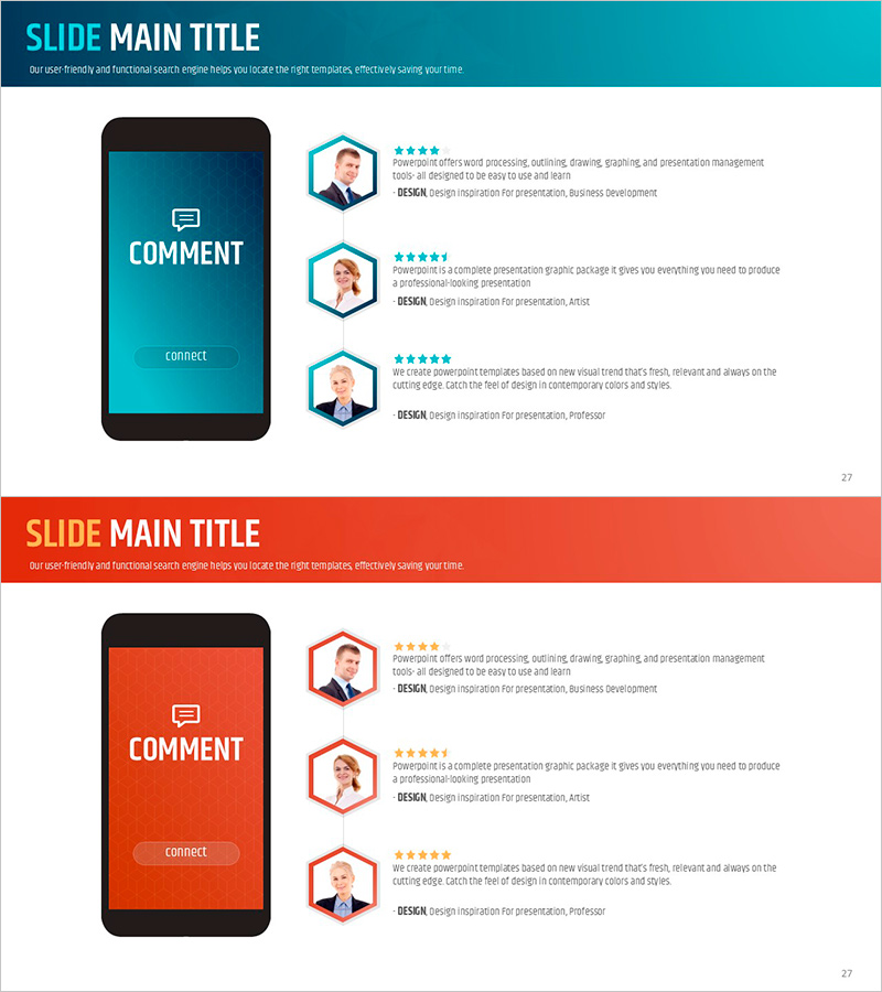 모바일 댓글 평가 슬라이드 – 고객 성공 사례 및 혁신