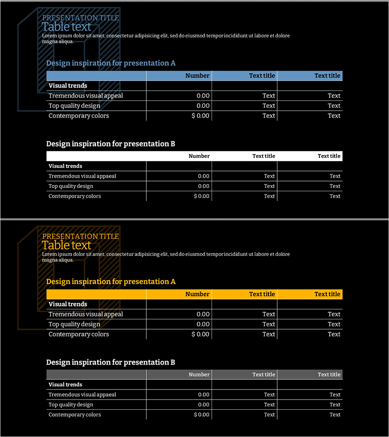 심플한 박스 테이블 2개 – 실용적인 프레젠테이션 도구