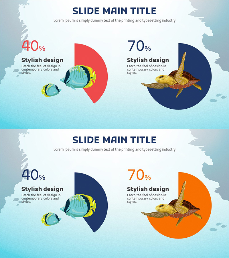 바다 생물 파이형 차트 – 시장 점유율 분석