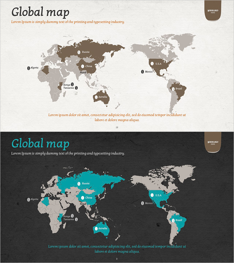 전세계 주요 커피 수입국을 다룬 슬라이드