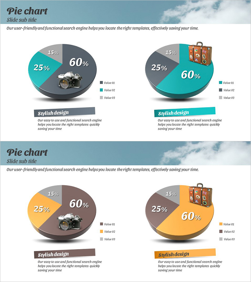 시장 점유율 파이차트 블루 옐로우 – 스타일리시한 분석
