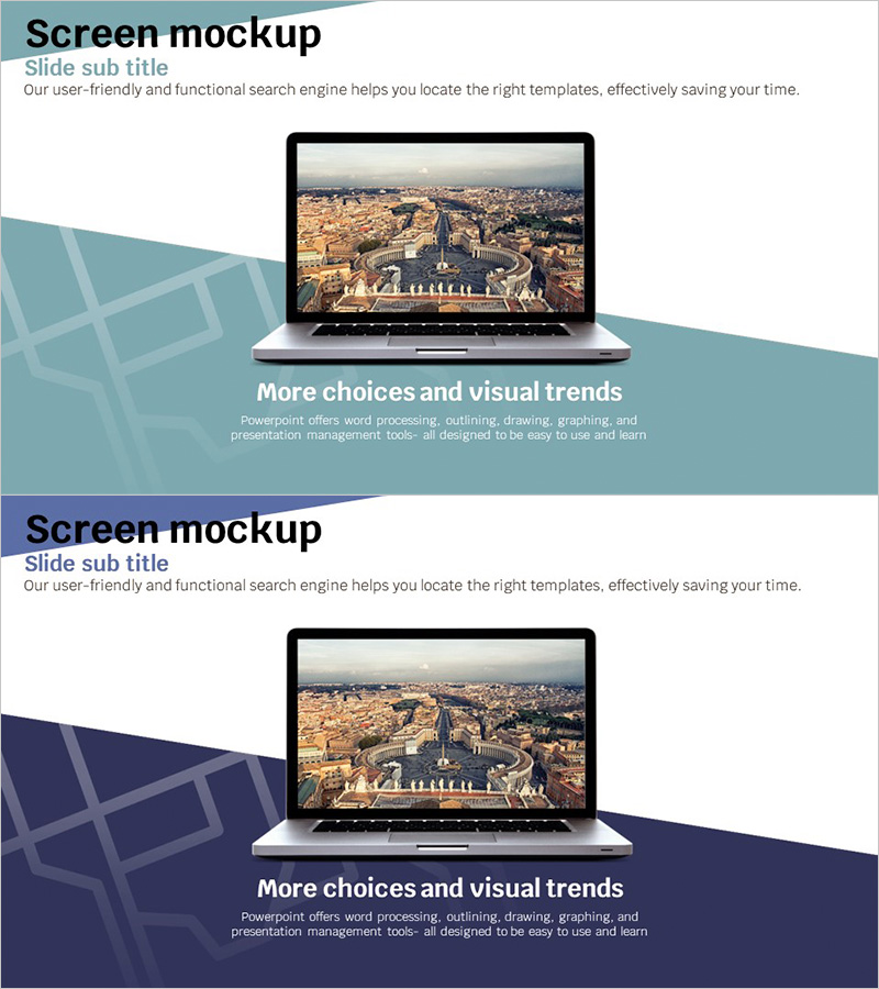여행 어플 노트북 스크린 목업 페이지 - 비즈니스 니즈를 충족하는 디자인