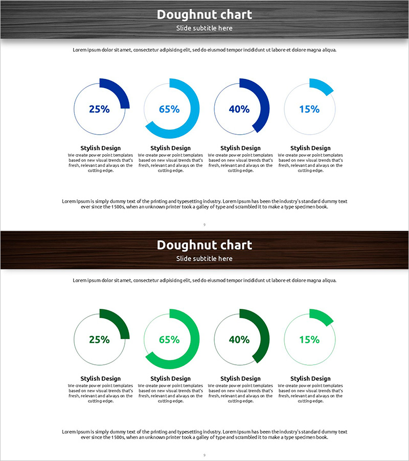 무료 블루 그린 도넛 차트 – 스타일리시한 데이터 시각화
