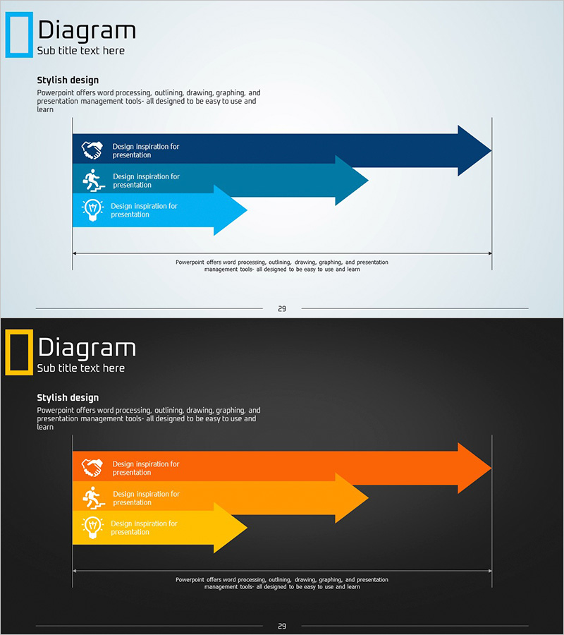 가로형 화살표 블루 옐로우 – 사업 추진 전략 구현