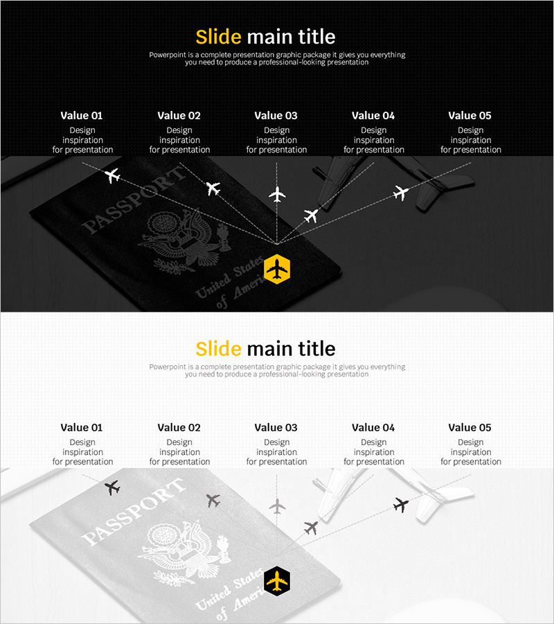 프레젠테이션 영감을 주는 비행기 테마 슬라이드