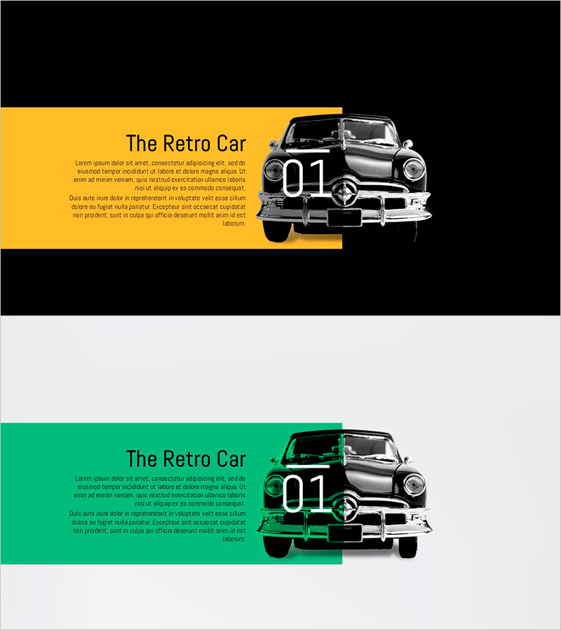 레트로 카 섹션 슬라이드 – 복고풍 자동차 소개