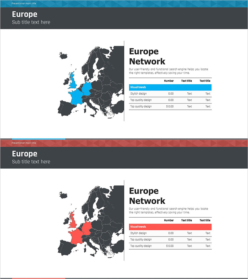 유럽 및 뉴욕 지도 시장점유율 테이블