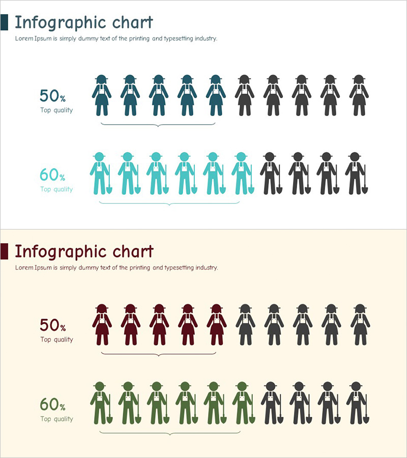 사람 아이콘 인포그래픽 차트 – 시장 및 경쟁사 분석