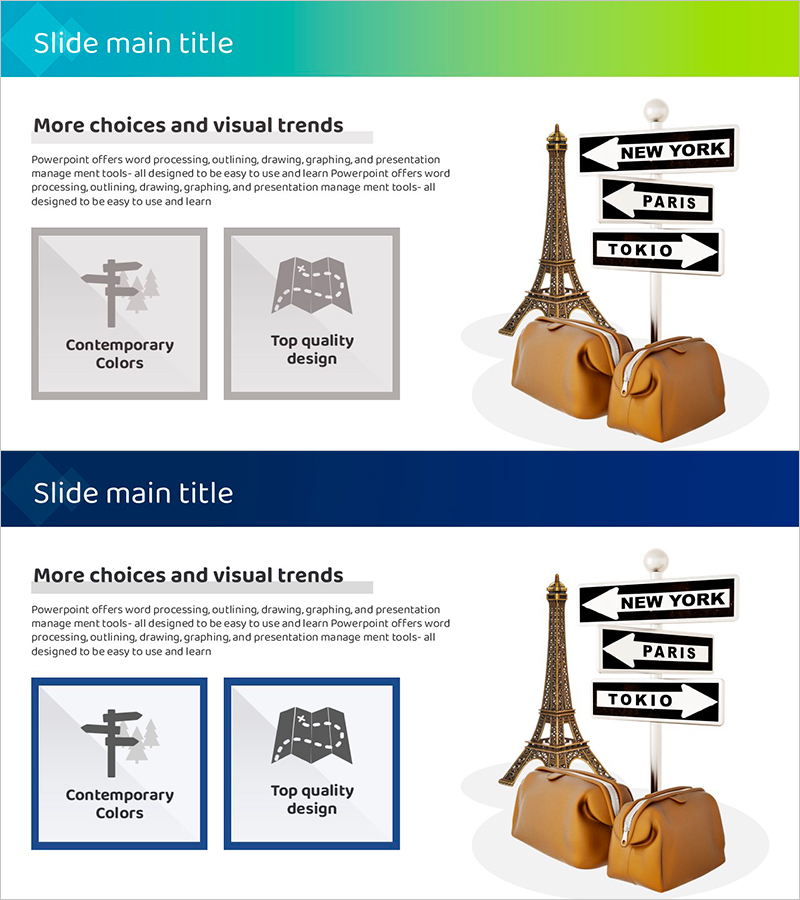 유럽 여행의 여정을 담은 다이어그램 슬라이드