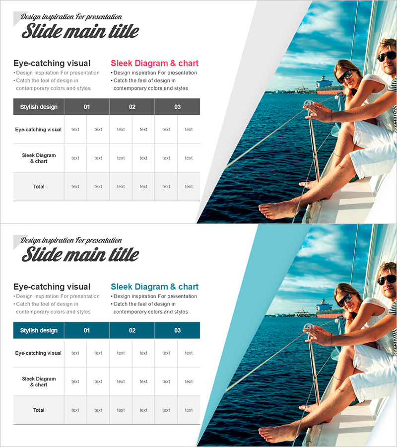 테이블 비교 슬라이드 | 항목별 데이터 정리형 PPT