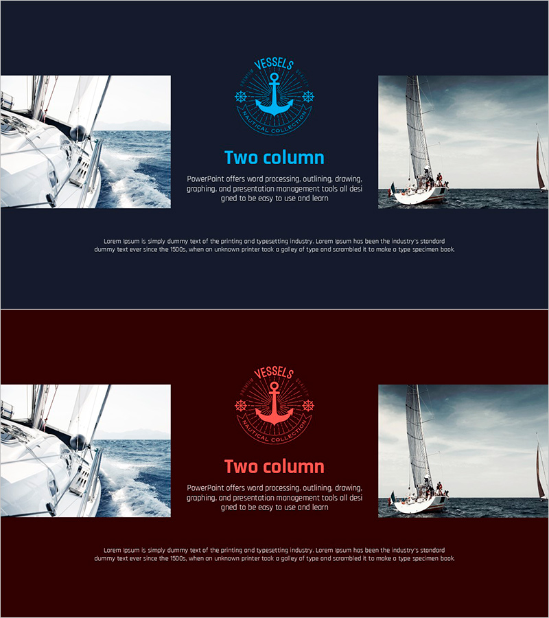 항해 배와 요트 이미지를 활용한 텍스트 페이지