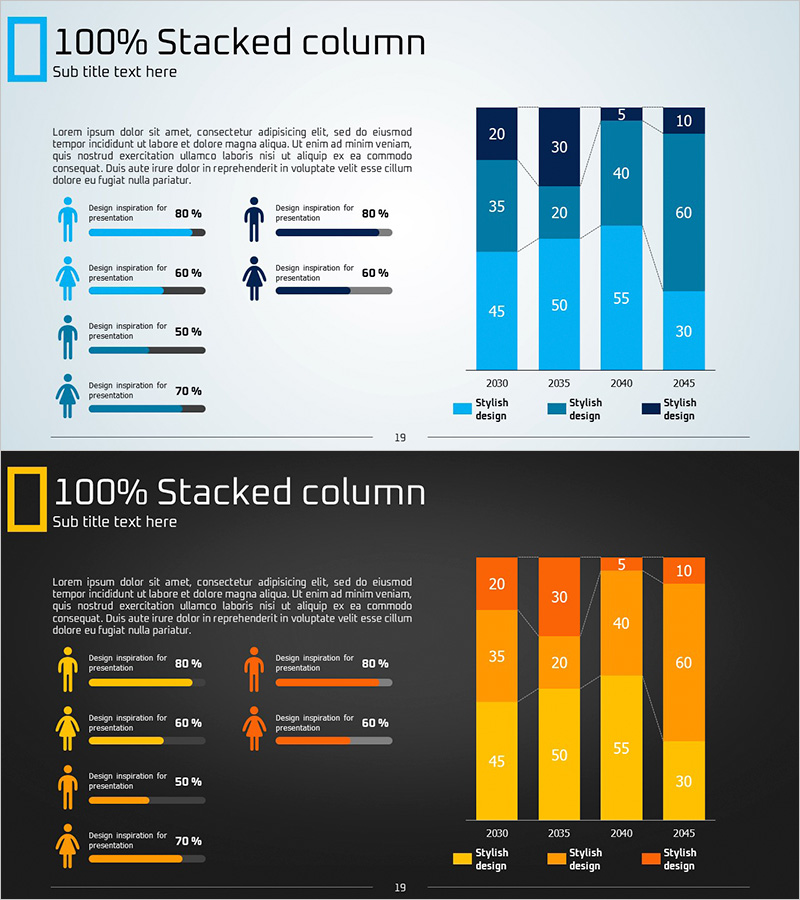 세분형 세로 막대그래프 블루 옐로우 – 고객 분석과 시장 동향