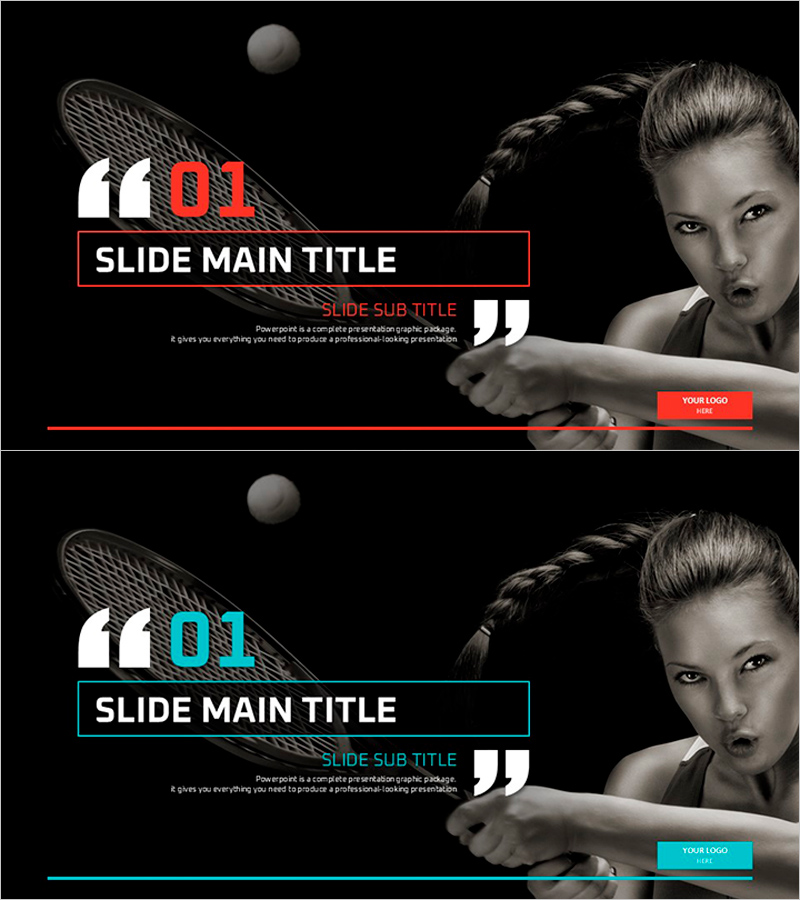 테니스 경기 템플릿 간지 – 역동적인 느낌을 담은 슬라이드