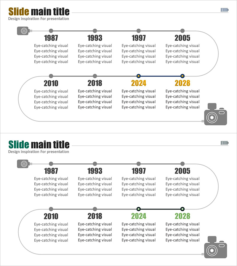 카메라 역사 다이어그램 슬라이드 – 시간의 흐름을 담다