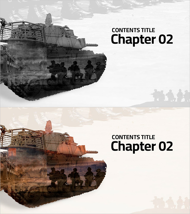 전쟁 템플릿 02 – 효과적인 발표를 위한 간지 슬라이드