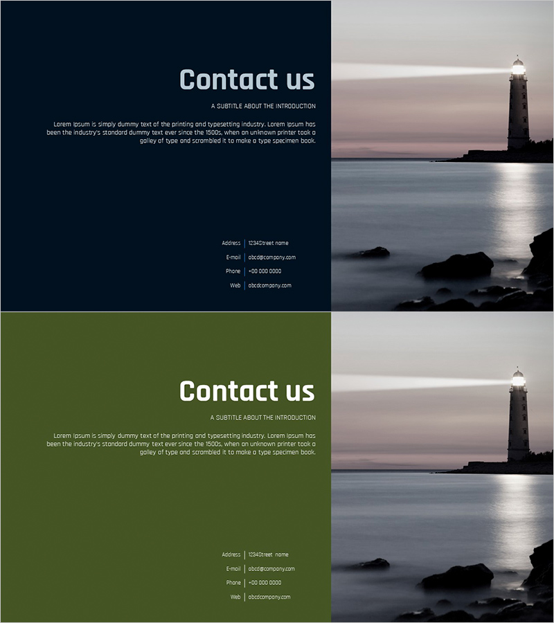 바다풍경 연락처 페이지 – 회사를 소개하는 슬라이드