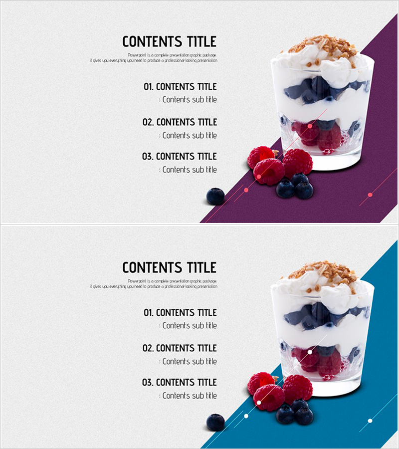 블루베리 요거트 목차 슬라이드 – 명확한 프레젠테이션을 위한 도구
