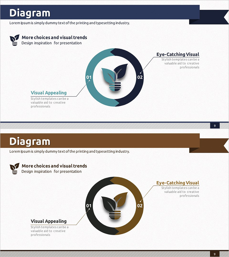 환경보호 다이어그램 슬라이드 – 블루와 브라운의 조화