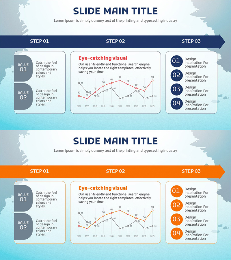 시장 분석 및 요약을 위한 바다 와이드 PPT 템플릿