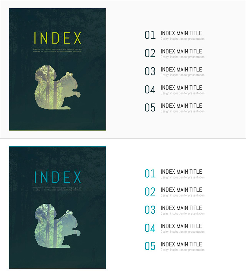친환경 와이드 PPT 목차 – 지속 가능한 비전