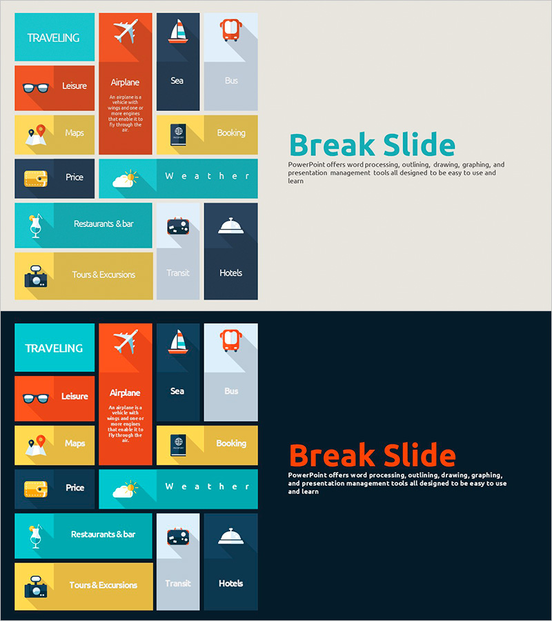 여행 브레이크 슬라이드 – 인트로 및 아웃트로 활용