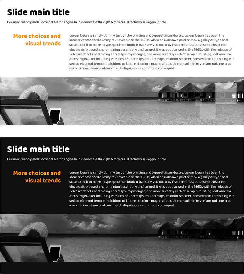 휴가 힐링을 위한 칼럼 슬라이드