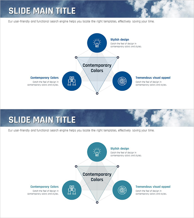 바다 등대 마케팅 목표 삼각형 다이어그램
