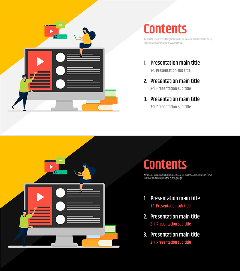 온라인 러닝 일러스트 템플릿 목차 – 명확하고 매력적인 구조