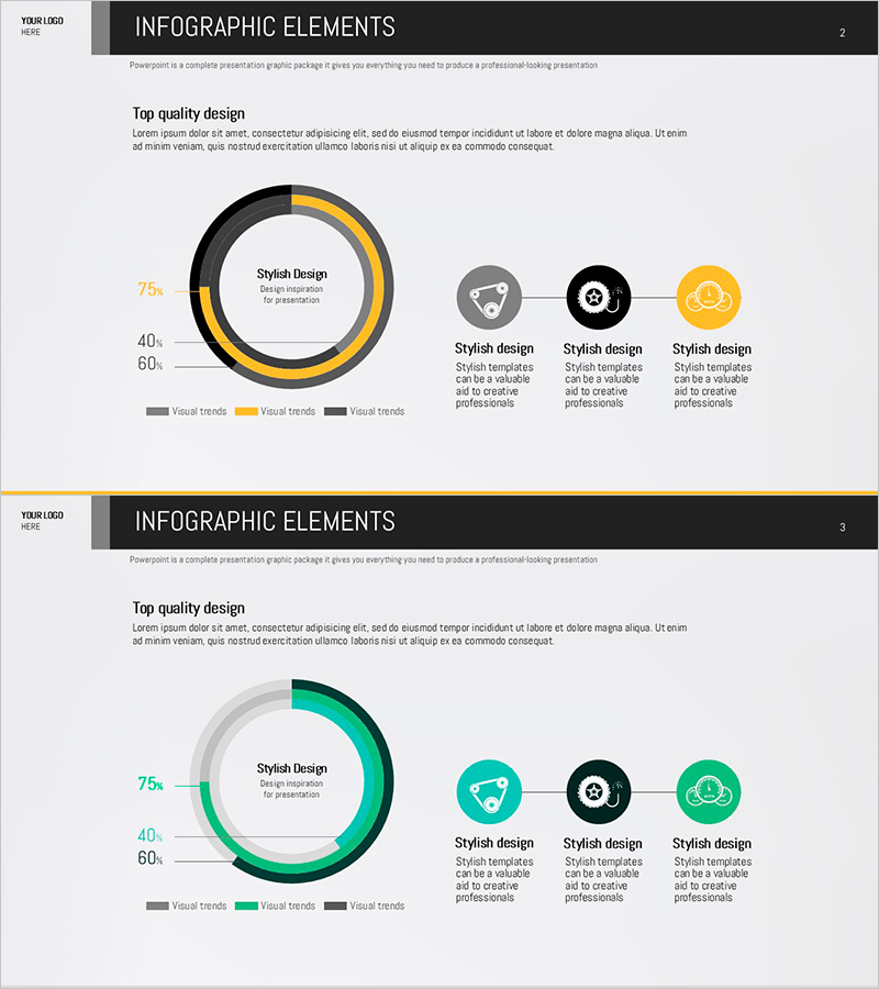 부품 생산 및 개발 현황 – 도넛형 인포그래픽