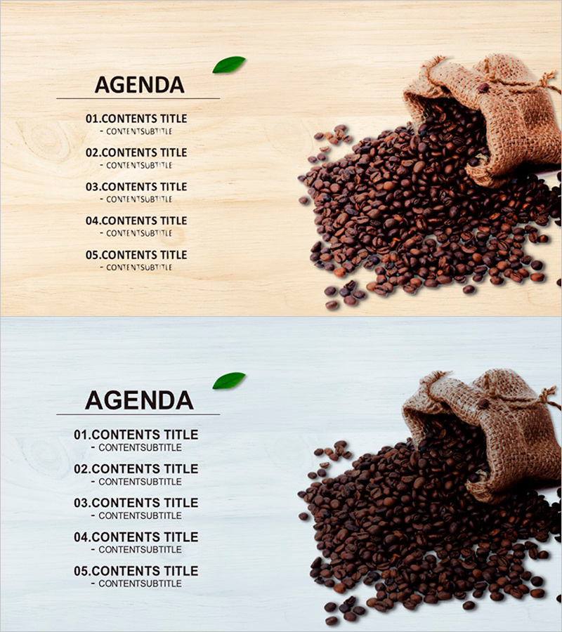 커피콩 템플릿 목차 – 세련된 디자인의 슬라이드