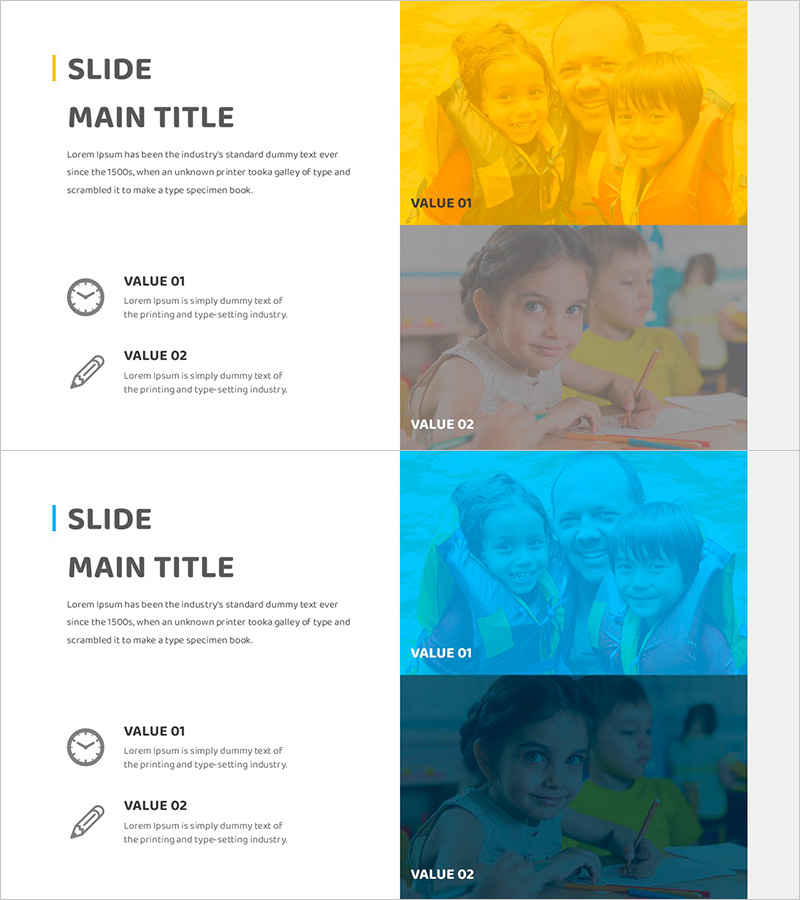 외부활동으로 배우는 학습 슬라이드 템플릿 – 사업비전과 전략