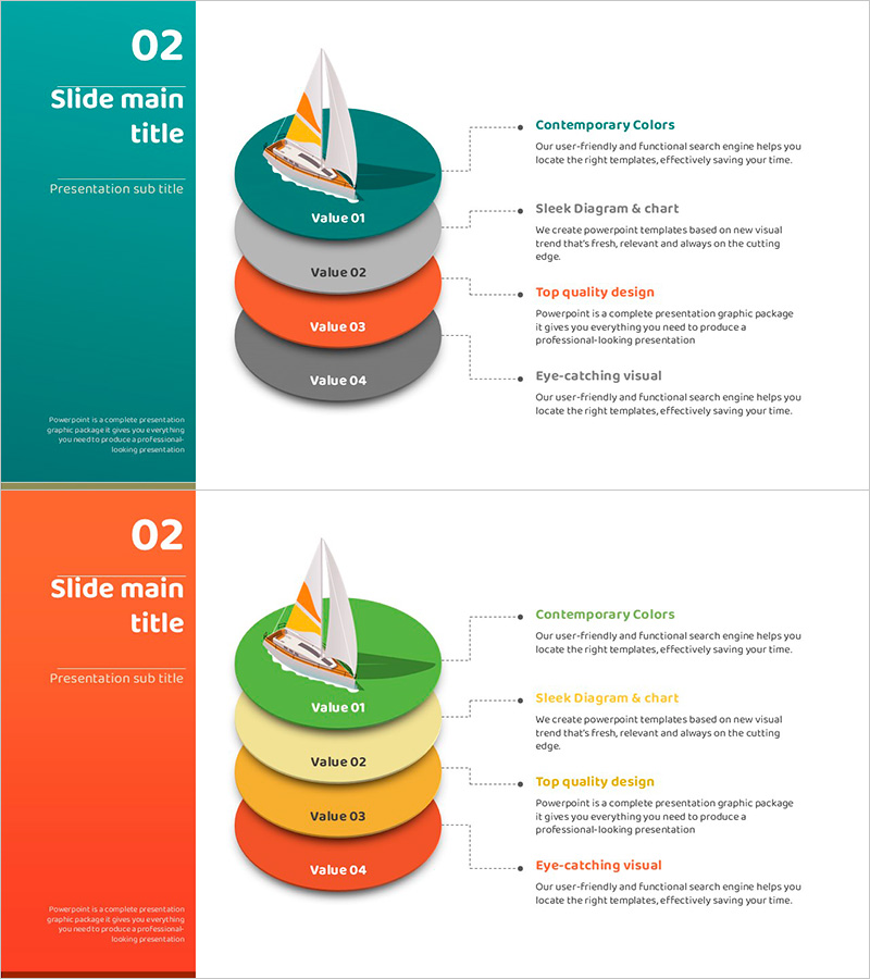 4단 가치 계층 다이어그램 – 비즈니스 핵심전략 시각화 템플릿