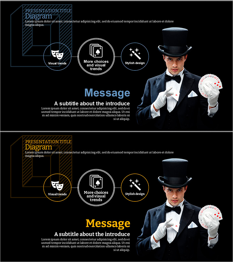 마술사와 연결 다이어그램 – 창의적인 비즈니스 커뮤니케이션