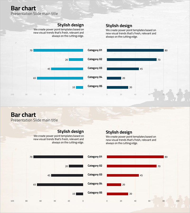 블루 레드 양방향 그래프 – 경쟁 우위를 드러내는 슬라이드