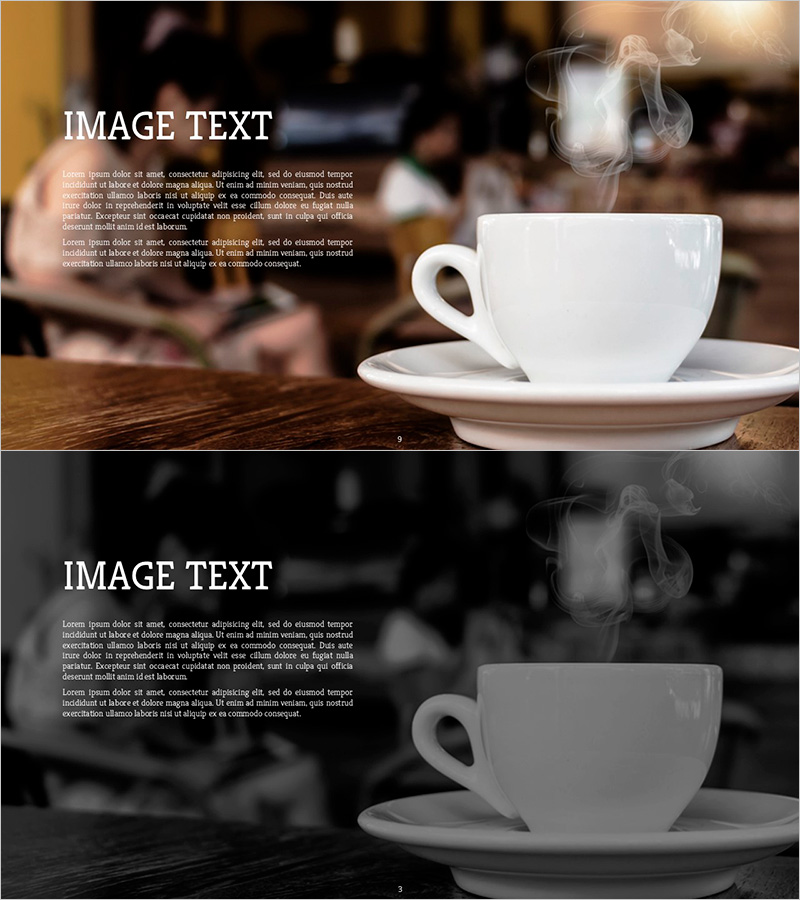 티타임 배경 및 텍스트 PPT 슬라이드 – 편안한 분위기