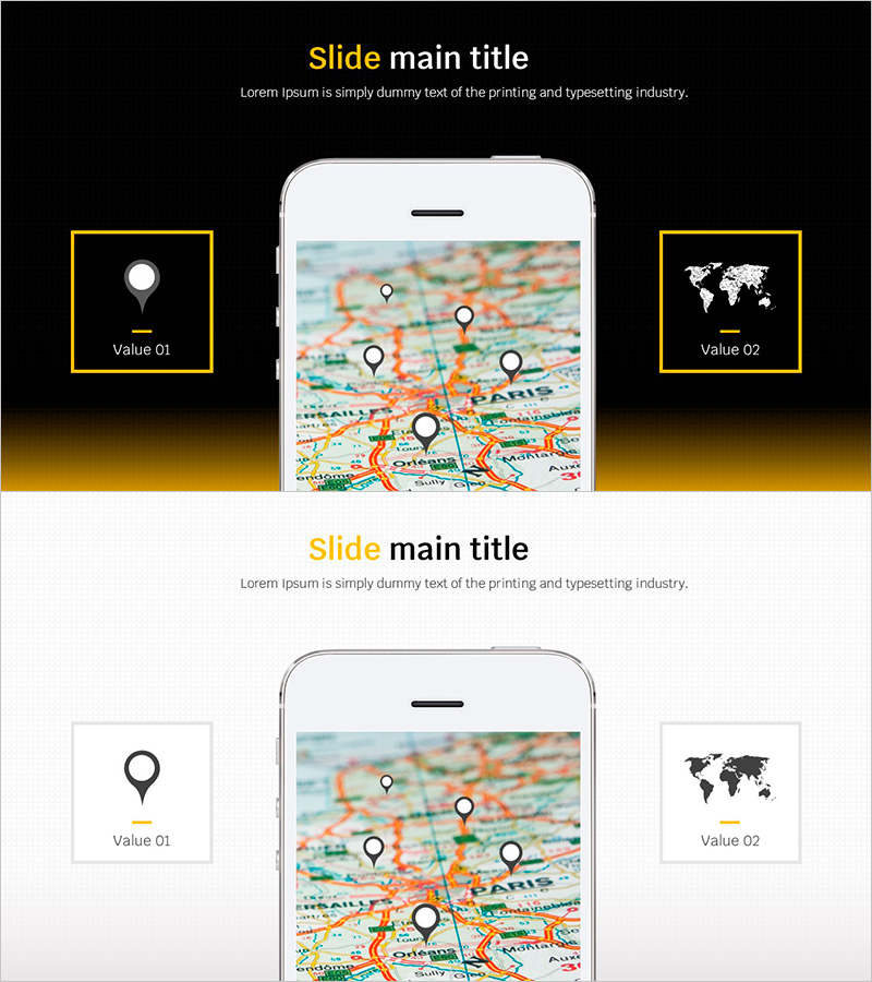 위치 정보를 시각화한 지도 슬라이드