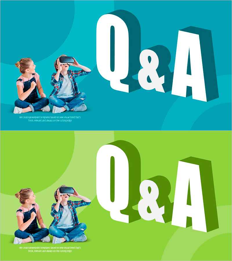 VR 교육 템플릿 Q&A – 청록과 초록의 조화