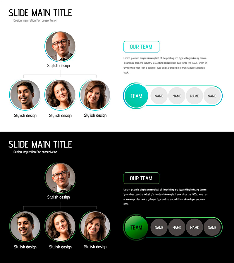 그린 민트 조직도 - 직관적인 구성으로 팀 소개