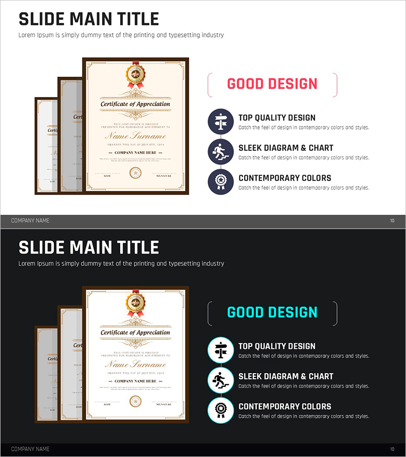 수상 내역 및 성과를 시각화한 PPT – 뛰어난 프레젠테이션 디자인