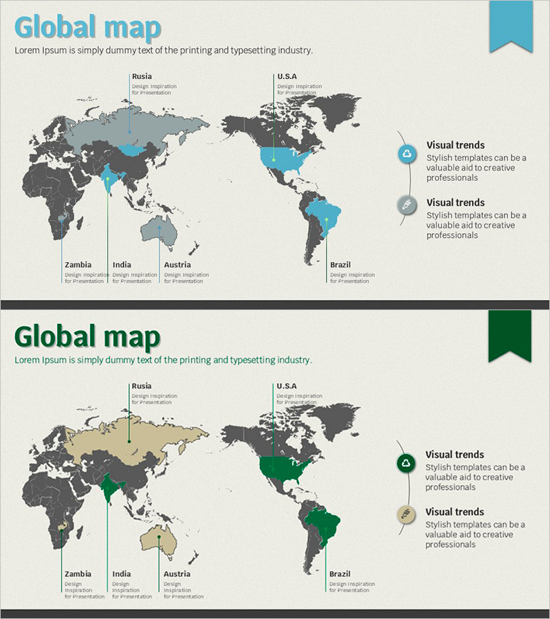 친환경 세계지도 블루 그린 – 시장 분석을 위한 시각적 도구