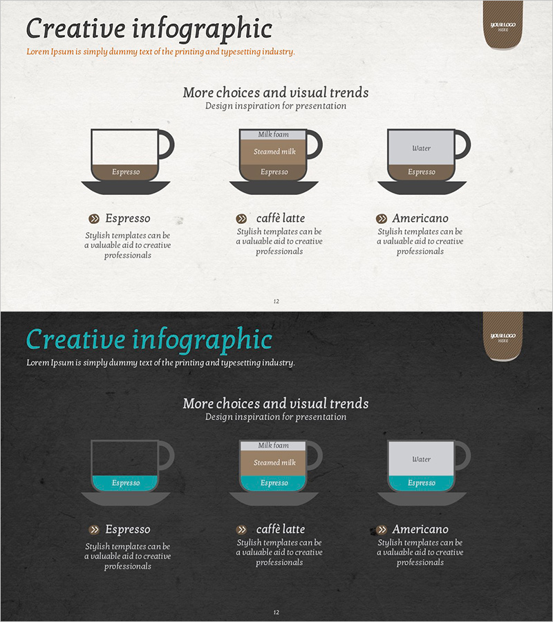 창의적인 커피 인포그래픽 – 제품 및 서비스 소개