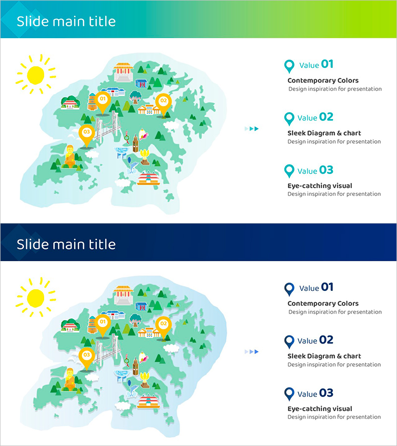 필수 관광 코스 일러스트 맵 – 관광의 매력을 담다